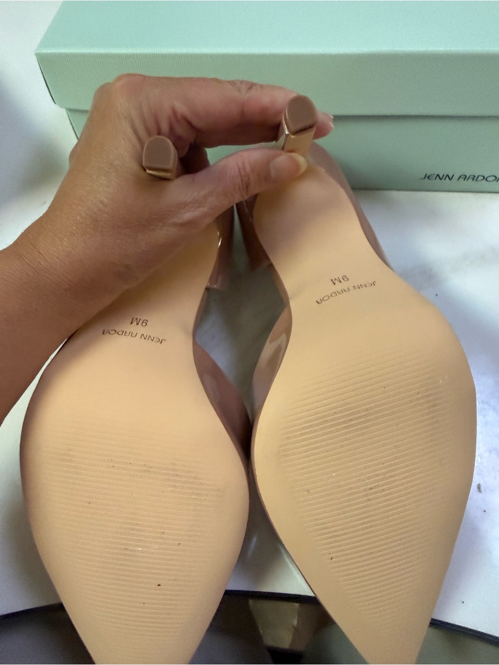 Jenn Ardor Nude Patent Pointed Toe D'Orsay Stiletto Heel Pumps Size 9 - Picture 2 of 8